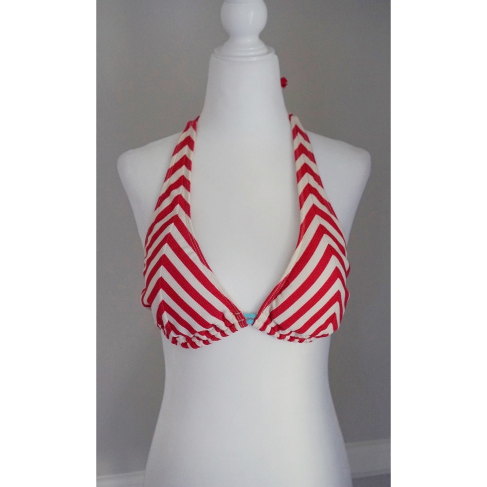 Kobie Swimsuit Red & White Stripe Bikini Top